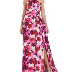 Elegant Theia Pink Floral Evening Gown
